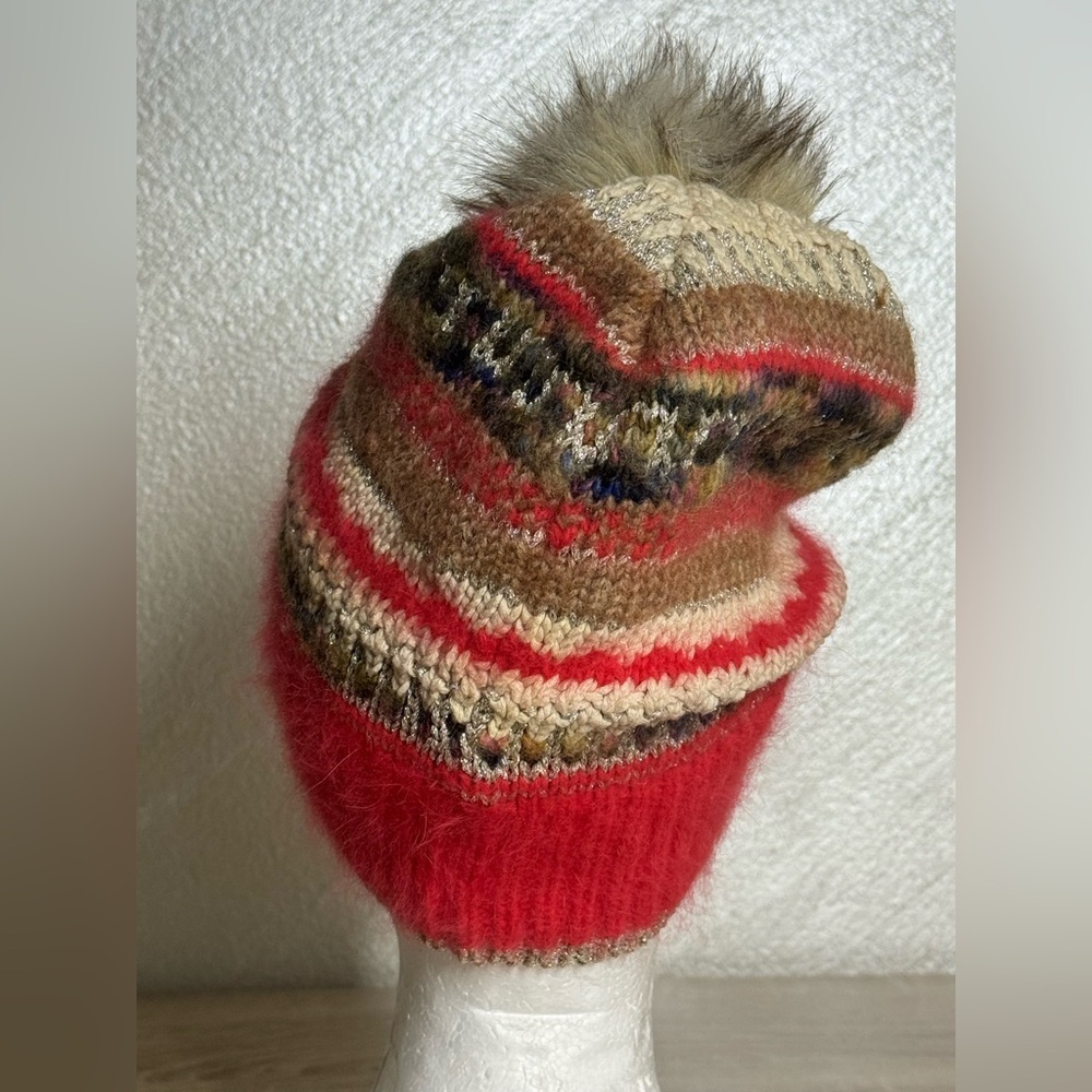 Juicy Couture Women One Size Multi-Colored Knit Wool Blend Beanie Hat Pom-Pom - Picture 5 of 13